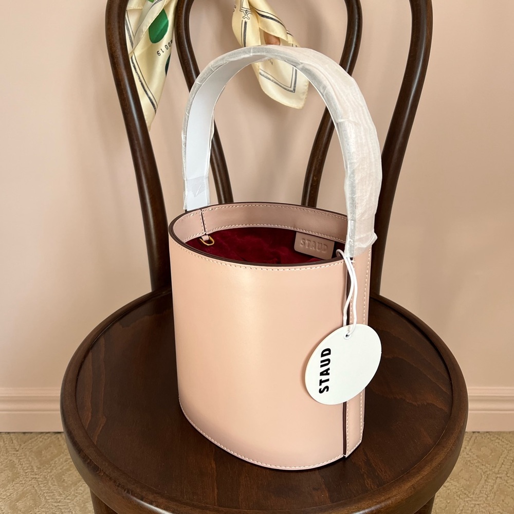 Staud Bisset Leather Bucket Bag | Light Pink | NWT